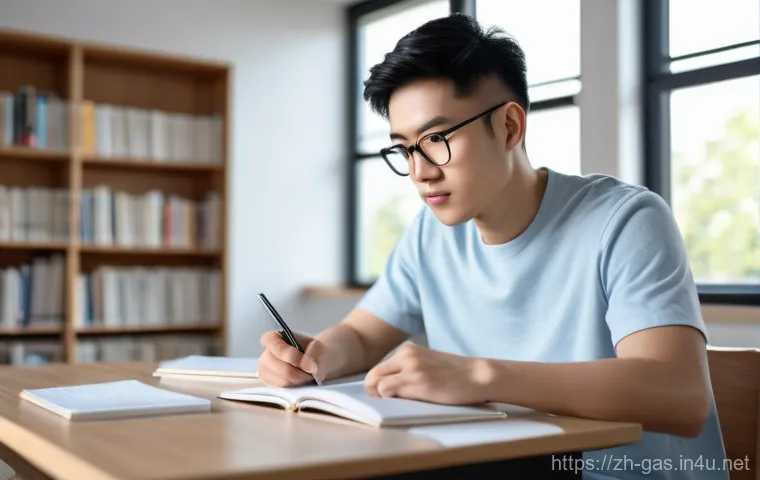 가스 기술사 자격증 합격 노하우 - **A photorealistic image of a diligent East Asian male student in his late 20s, dressed in a comfort...