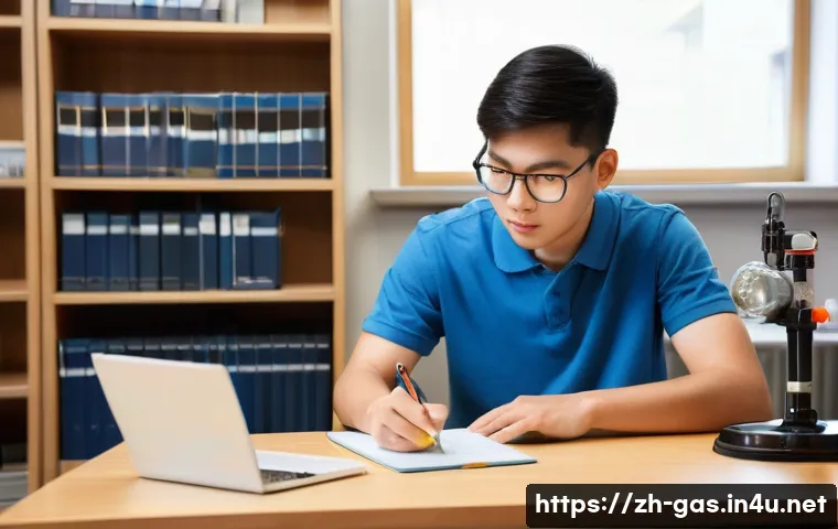 가스 자격증 필기 합격 전략 - **Prompt: Dedicated Gas Safety Study Session**
    "A young adult, of East Asian ethnicity, dressed ...