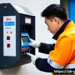가스 자격증으로 산업 변화 대응하기 - A professional gas technician wearing a clean, modern uniform and safety gloves, carefully installin...