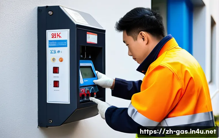가스 자격증으로 산업 변화 대응하기 - A professional gas technician wearing a clean, modern uniform and safety gloves, carefully installin...
