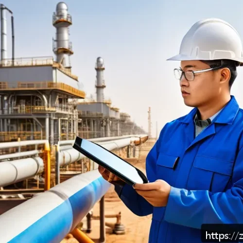 가스 자격증 소지자의 해외 취업 기회 - A professional natural gas technician in safety gear, including flame-resistant coveralls and a hard...