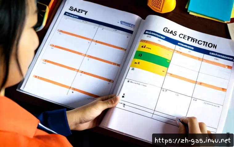 가스 자격증 공부 스케줄 - Photorealistic overhead view of a Chinese adult learner organizing a gas safety certification study ...